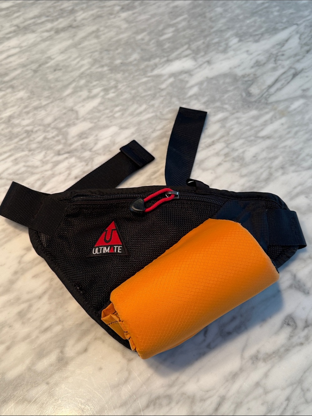 ULTIMATE Black Belt Bag with Orange Front Pouch and Bottle Holder
